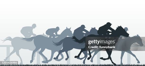 ilustrações, clipart, desenhos animados e ícones de esporte de corrida de cavalos - pista de corrida