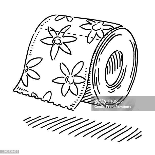 toilet paper roll drawing - paper roll vector stock illustrations