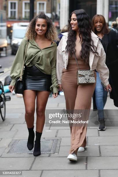 Amber Gill and Anna Vakili leaving Heat Radio studios on January 23, 2020 in London, England.