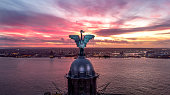 Liverpool liver birds in the sunset