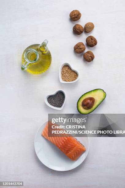 foods high in omega-3 - avocado oil stock-fotos und bilder