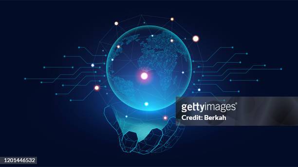 futuristic globe with connection network - appear bildbanksfoton och bilder