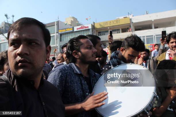 Local protesters of Shaheen Bagh march towards the residence of Home Minister Amit Shah to meet him over the new citizenship law and national...