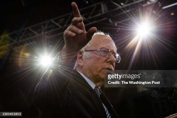 Sen. Bernie Sanders, I-Vt., 2020 Democratic Presidential Candidate, gives a victory speech after winning New Hampshire Primary during Primary Night...