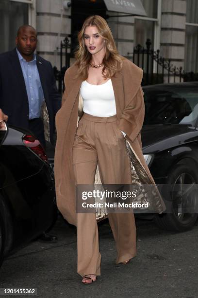 Rosie Huntington Whiteley seen leaving The Edition Hotel on January 23, 2020 in London, England.