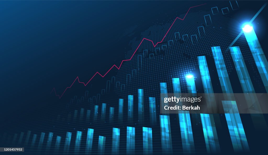 Stock market or forex trading graph concept