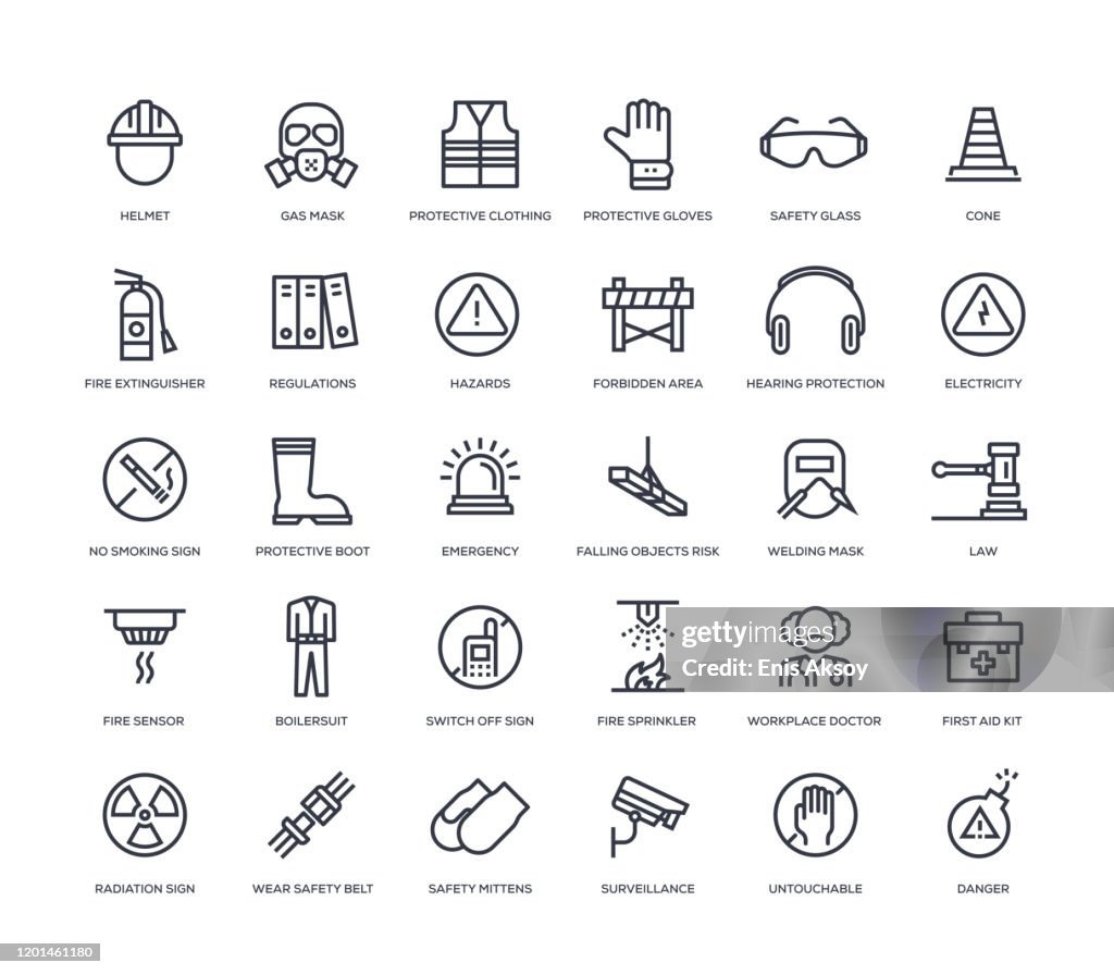 Conjunto de iconos de seguridad laboral