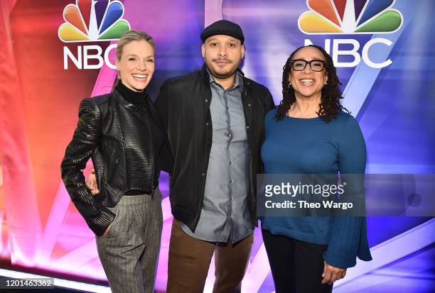 Tracy Spiridakos, Joe Minoso and S. Epatha Merkerson attend the NBC Midseason New York Press Junket at Four Seasons Hotel New York on January 23,...