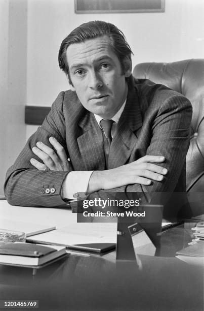 British businessman Lord Samuel Vestey, whose Vestey Corporation owns Midland Cold Storage, which dockworkers have been picketing, 2nd August 1972.