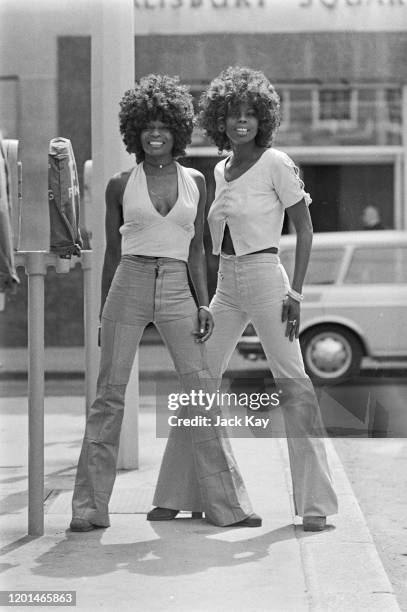 Models Joanne White and Ethel Coley, who both appeared in the original London cast for stage musical 'Hair', 4th August 1972.