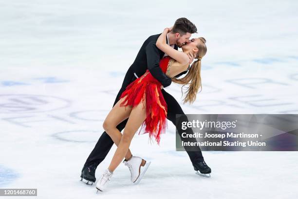 Alexandra Stepanova and Ivan Bukin of Russia compete in the Ice Dance Rhythm Dance during day 2 of the ISU European Figure Skating Championships at...