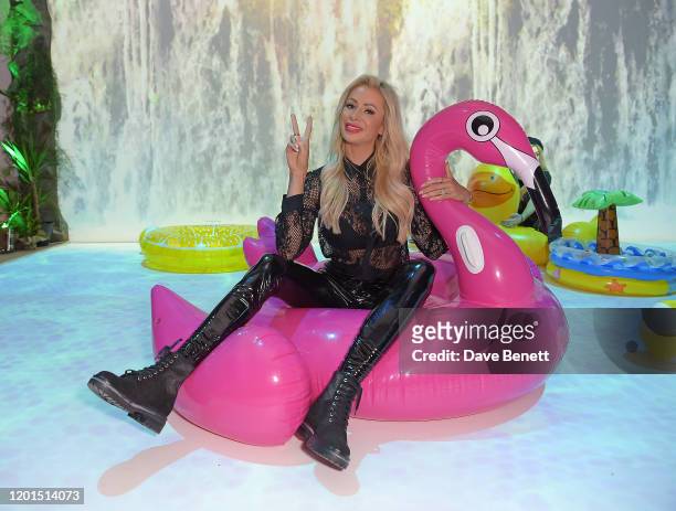 Olivia Attwood attends the launch party for Mike's Pool Bar - a pop-up from new drinks brand Mike's Hard Sparkling Water, on January 23, 2020 in...