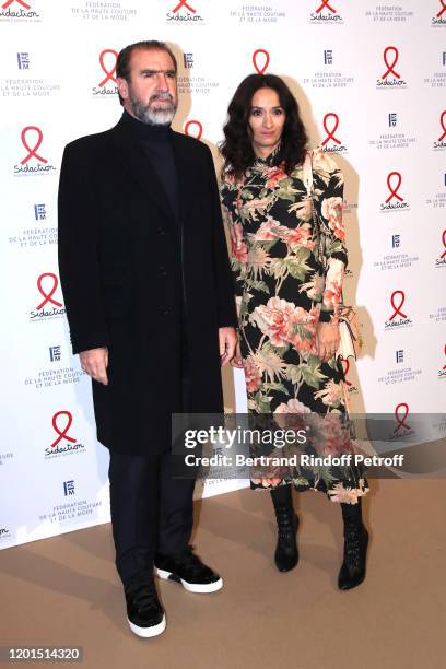 Eric Cantona and his wife Rachida Brakni attend the Sidaction Gala Dinner 2020 at Pavillon Cambon on January 23, 2020 in Paris, France.