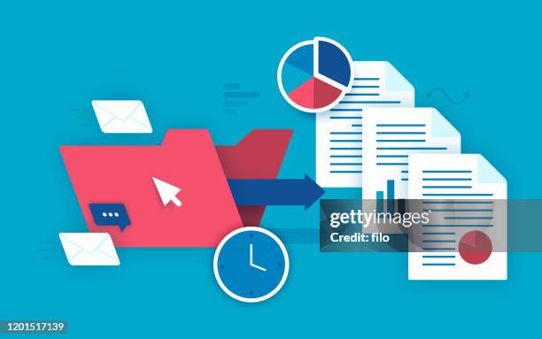 ilustrações de stock, clip art, desenhos animados e ícones de productivity business files and communication - partilha de ficheiros