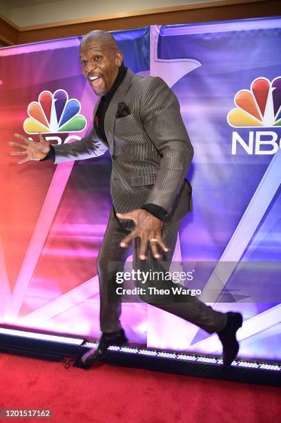 Terry Crews jumps at the NBC Midseason New York Press Junket at Four Seasons Hotel New York on January 23, 2020 in New York City.