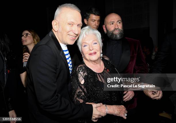 Jean Paul Gaultier and Line Renaud attend Sidaction Gala Dinner 2020 At Pavillon Cambon on January 23, 2020 in Paris, France.