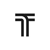 T letter logo formed by two parallel lines with noise texture.