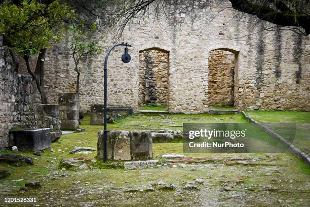 Interiori of the St George's Castle or Castelo de Sao Jorge in Lisbon, Portugal on February 17, 2020.