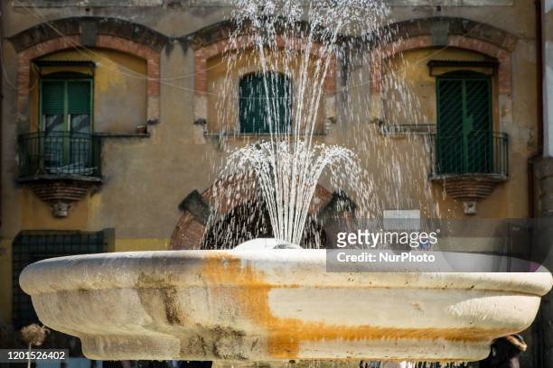 View of Piazza Benedetto Brin , where the first stone of the Garbatella district was laid. ,the Garbatella district is preparing to celebrate a...