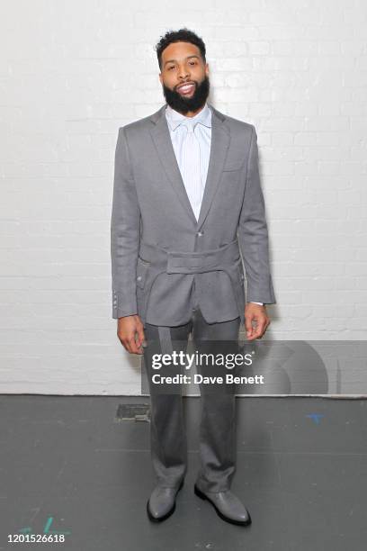 Odell Beckham Jr. Attends the Burberry Autumn/Winter 2020 show during London Fashion Week at Kensington Olympia on February 17, 2020 in London,...