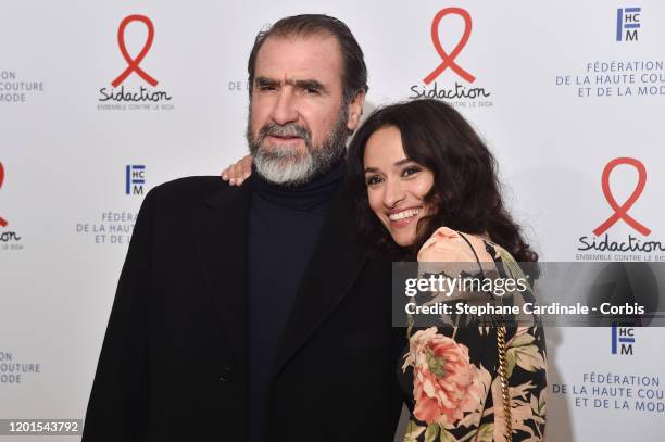 Eric Cantona and Rachida Brakni attend Sidaction Gala Dinner 2020 At Pavillon Cambon on January 23, 2020 in Paris, France.