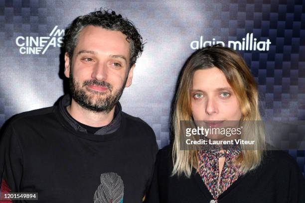 Yohan Hennequin and Nina Goern of "Cats on Trees" attend "VeRsus" an exhibition by Nicolas Bary at Cinema des Cineastes on January 23, 2020 in Paris,...