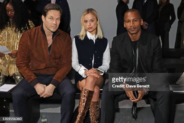 Paul Sculfor, Lady Amelia Windsor and Eric Underwood attend the International Woolmark Prize 19/20 Final during London Fashion Week February 2020 at...