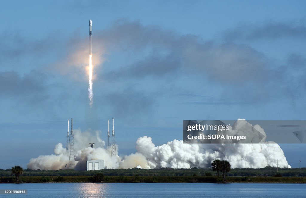 SpaceX Falcon 9 rocket carrying 60 Starlink satellites launches from