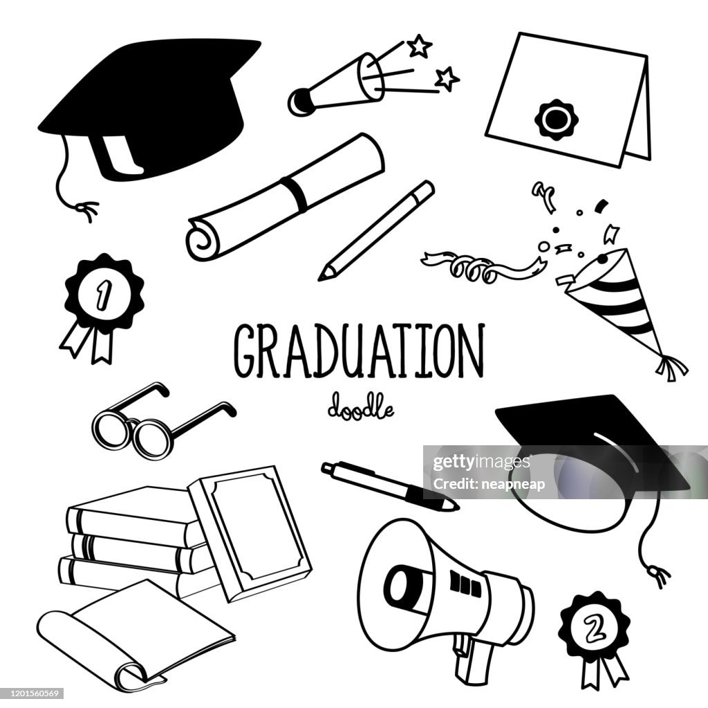 Hand Drawing Styles Graduation Objects Graduation Items Doodle High-Res ...
