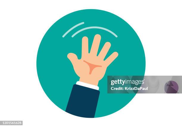 stockillustraties, clipart, cartoons en iconen met zwaaiende hand - zwaaien