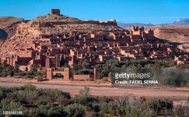 This picture taken on January 27, 2020 shows a view of the Kasbah of Ait-Ben-Haddou, where scenes depicting the fictional city of Yunkai from the hit...