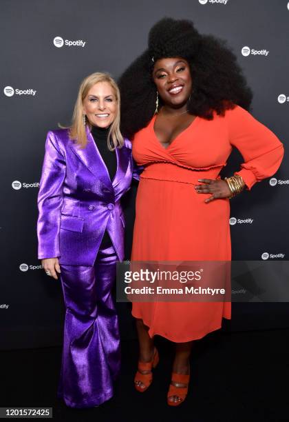 Chief Content Officer of Spotify, Dawn Ostroff and Yola attend Spotify Hosts "Best New Artist" Party at The Lot Studios on January 23, 2020 in Los...