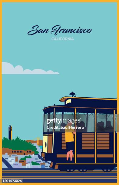 san francisco tram - san francisco stock-grafiken, -clipart, -cartoons und -symbole