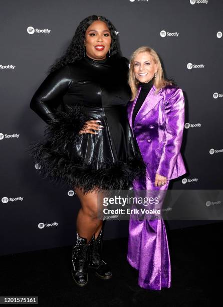 Lizzo and Chief Content Officer of Spotify, Dawn Ostroff attend Spotify Hosts "Best New Artist" Party at The Lot Studios on January 23, 2020 in Los...