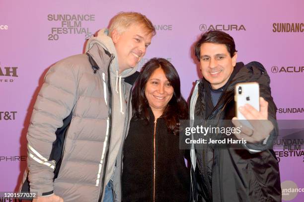 Brad Neimann and Juror Haifaa Al Mansour attend "The Perfect Candidate" premiere during the 2020 Sundance Film Festival at Egyptian Theatre on...