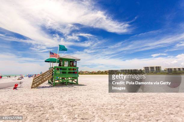 coast guard beach house and beach, siesta key, sarasota, florida, usa - siesta key stock pictures, royalty-free photos & images