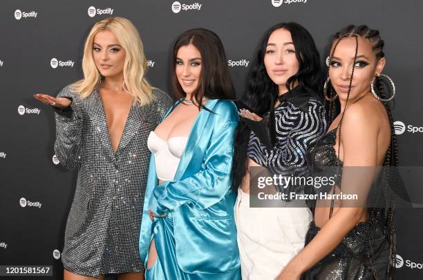 Bebe Rexha, Lauren Jauregui, Noah Cyrus, and Tinashe attend Spotify Hosts "Best New Artist" Party at The Lot Studios on January 23, 2020 in Los...