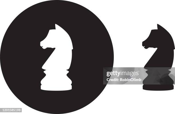 black circle knight chess piece icon - knight chess piece stock illustrations