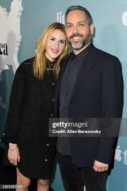 Emily Jane Fox and Lee Eisenberg attend the premiere of Apple TV+'s "Little America" at Pacific Design Center on January 23, 2020 in West Hollywood,...