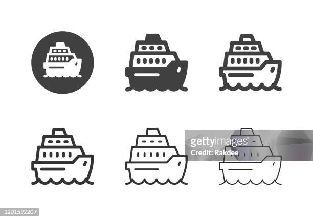 cruise ship icons - multi series - motorboating stock illustrations
