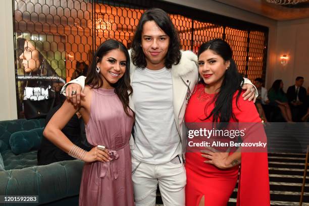 Jearnest Corchado, Gustavo Gomez and Melinna Bobadilla attend the premiere of Apple TV+'s "Little America" afterparty on January 23, 2020 in West...