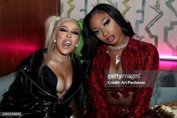 Doja Cat and Megan Thee Stallion attend "Birds Of Prey": A Night Of Music And Mayhem In HARLEYWOODat DREAM Hollywood on January 23, 2020 in...