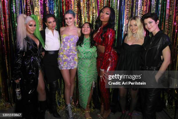 Doja Cat, Jurnee Smollett-Bell, Charlotte Lawrence, Ella Jay Basco, Megan Thee Stallion, Margot Robbie, and Mary Elizabeth Winstead attend "Birds Of...