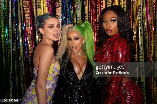 Charlotte Lawrence, Doja Cat, and Megan Thee Stallion attend "Birds Of Prey": A Night Of Music And Mayhem In HARLEYWOODat DREAM Hollywood on January...