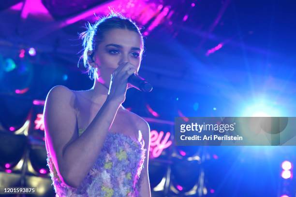 Charlotte Lawrence performs on stage at "Birds Of Prey": A Night Of Music And Mayhem In HARLEYWOODat DREAM Hollywood on January 23, 2020 in...