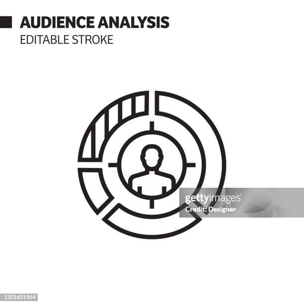 audience analysis line icon, outline vector symbol illustration. pixel perfect, editable stroke. - adapt technology stock illustrations