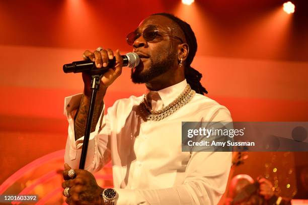 Burna Boy performs onstage at the Warner Music Group Pre-Grammy Party at Hollywood Athletic Club on January 23, 2020 in Hollywood, California.