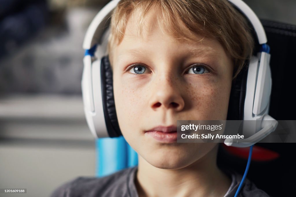 Child playing video games