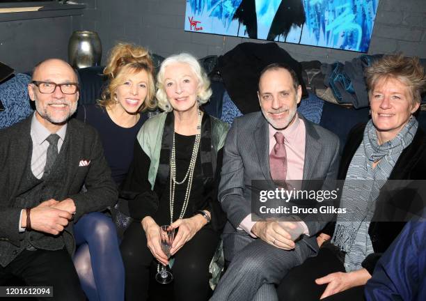 Will Cantler, Maddie Corman, mother in-law Jane Alexander, son Jace Alexander and guest pose at the opening night after party for the new Second...
