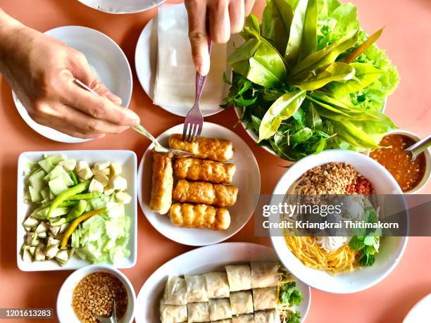 delicious vietnamese food. - vietnamese food stock pictures, royalty-free photos & images